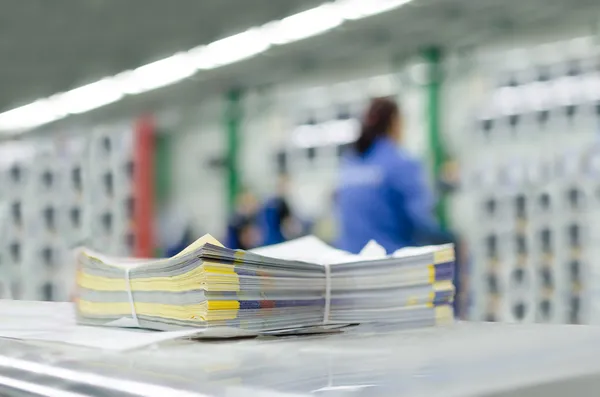 Newspaper production and printing process — Stock Photo, Image