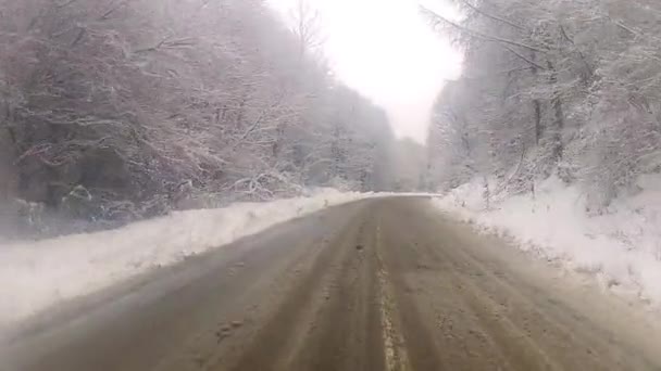 Autofahren im Schnee — Stockvideo