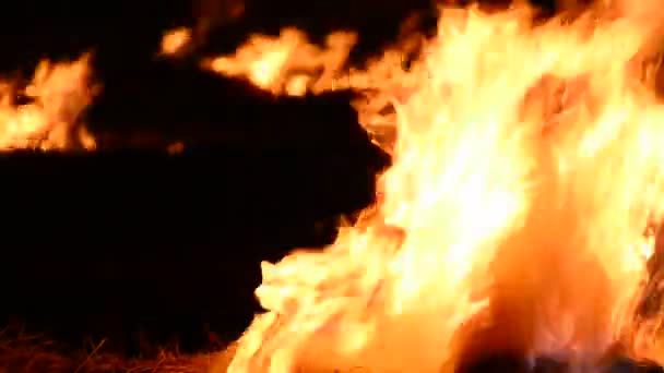 Fuego quemado Fuego quemado real — Vídeos de Stock