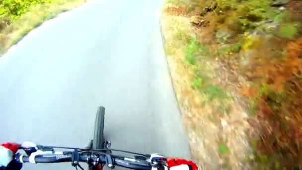 Afdaling op de mountainbike — Stockvideo