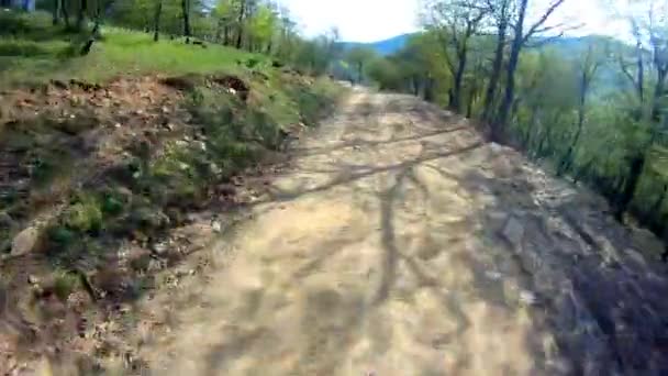 Mountain bike corsa sportiva in discesa — Video Stock