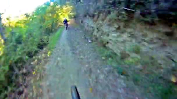 Ridning mountainbike på Alperna — Stockvideo