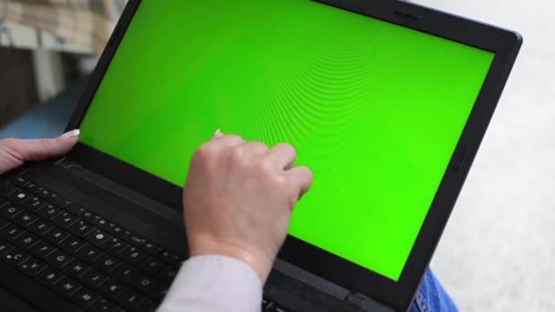 Menina trabalhando no laptop — Vídeo de Stock