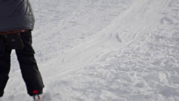 Teleferik çekerek kayakçı — Stok video