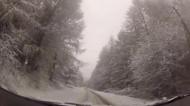 Conducir en invierno — Vídeo de stock