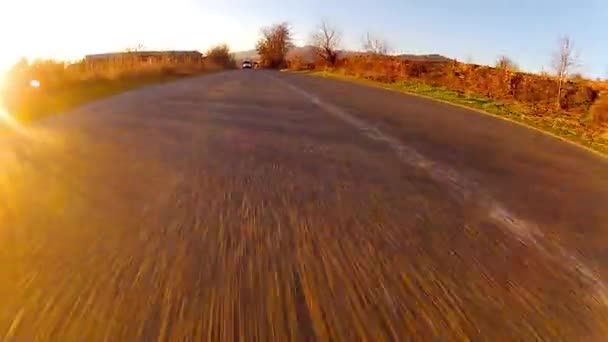 Sport Car Corrida rápida de condução na estrada de asfalto — Vídeo de Stock