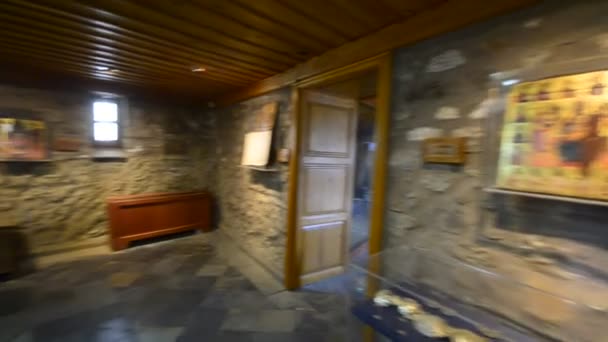 Meteora kyrkliga klostret inomhus — Stockvideo