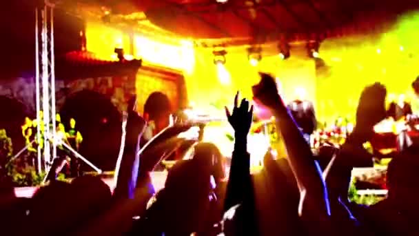 Juichende menigte op concert — Stockvideo