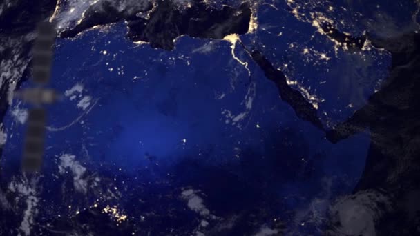 Telecommunication satellite over Africa part of earth — Stock Video