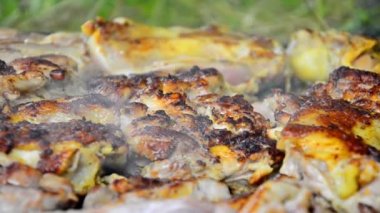 Barbekü üzerinde ızgara et