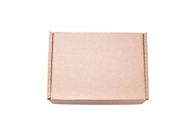 Kahverengi karton kutu, düz, izole.