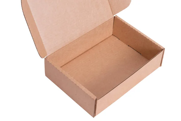 Brown Cardboard Carton Box Flat Isolated Empty — Stock Photo, Image