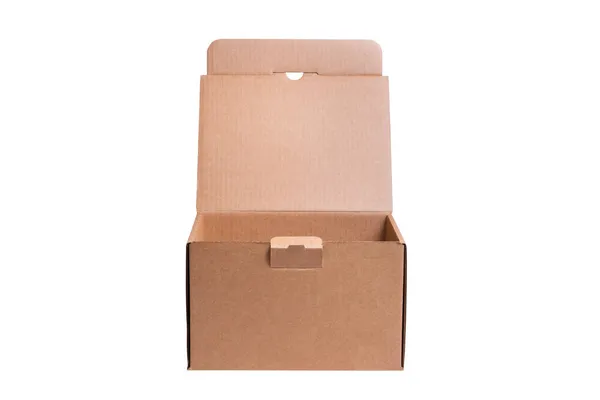 Kahverengi Karton Posta Posta Kutusu Izole Edilmiş — Stok fotoğraf