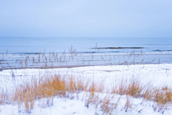 Paisaje Invernal Nieve Playa — Foto de Stock