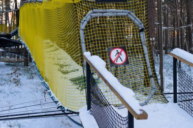 Closed climbing park in winter time