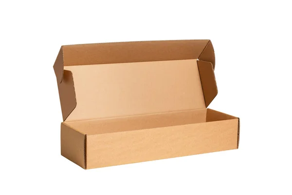 Empty Brown Carton Cardboars Box Isolated — Fotografia de Stock