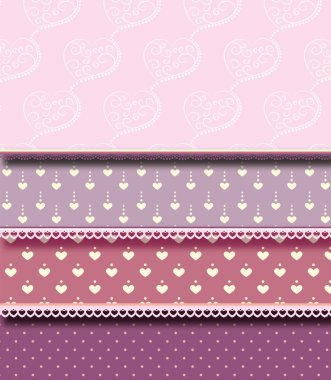 Seamless heart pattern set