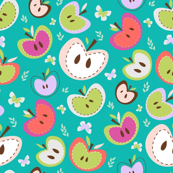 Manzanas retro Fondo sin costura — Vector de stock