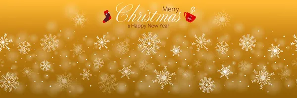 Merry Christmas Happy New Year Holiday Greeting Text Horizontal Border — Stock Vector