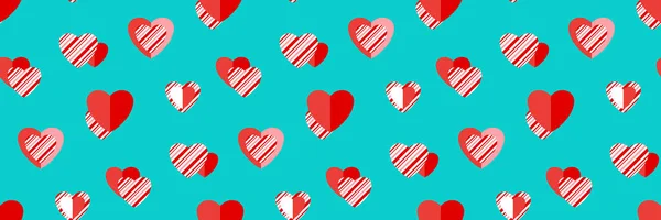 Heart Pattern Candy Cane Peppermint Striped Textured Hearts Seamless Pattern — Stockvektor