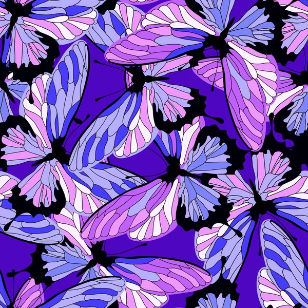 Schöne Bunte Schmetterlinge Flügel Textur Nahtlose Muster Hintergrund — Stockvektor