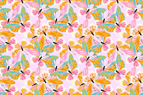 Mooie Kleurrijke Vlinders Vleugel Textuur Naadloze Patroon Achtergrond — Stockvector