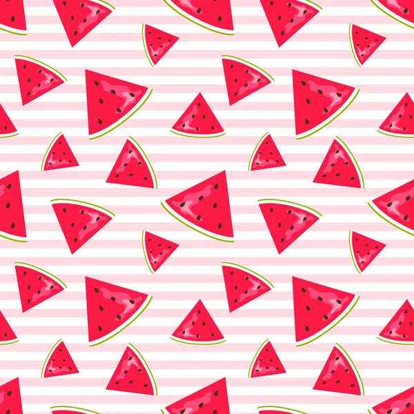 Watermelon Seamless Pattern Design Pink Striped Geometric Background — Stock Vector