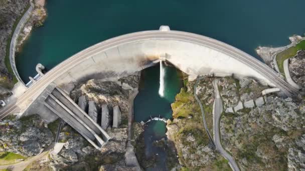 Drone Vista Aérea Disparado Acima Barragem Água Tiro Cima Para Filmagem De Stock