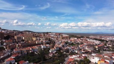 Extremadura, İspanya 'daki Unesco dünya mirasının havadan görünüşü.