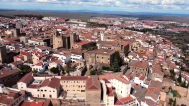 Extremadura, İspanya 'daki Unesco dünya mirasının havadan görünüşü.