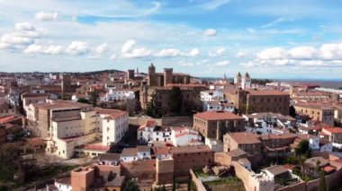 Extremadura, İspanya 'daki Unesco dünya mirasının havadan görünüşü.