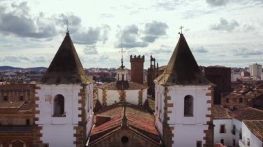 Extremadura, İspanya 'daki Unesco dünya mirasının havadan görünüşü.