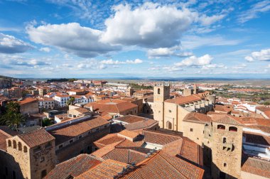 Caceres, Extremadura, İspanya 'nın panoramik görünümü