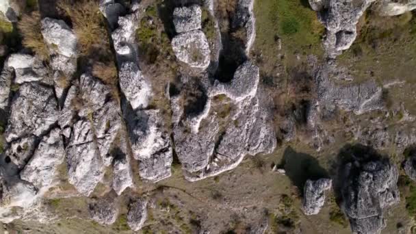 Luchtfoto van het geologisch park van Las Tuerces in Palencia, Castilla y Leon, Spanje, — Stockvideo