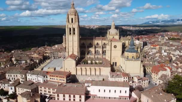 Aerial view of Segovia cityscape, famous tourist destination in Castile and Leon, Spain. High quality 4k footage. — Video