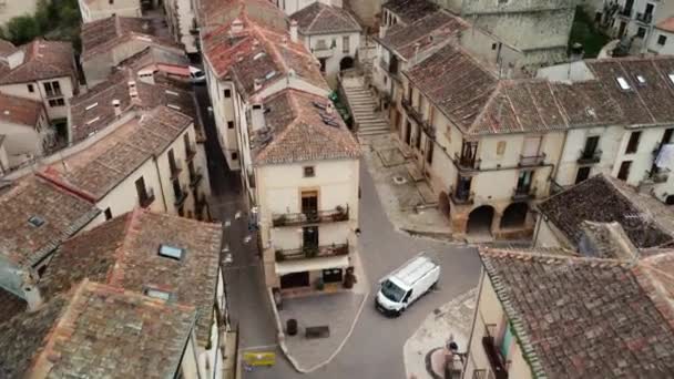 Flygfoto över Sepulveda, en gammal medeltida stad i Segoviaprovinsen, Spanien. — Stockvideo