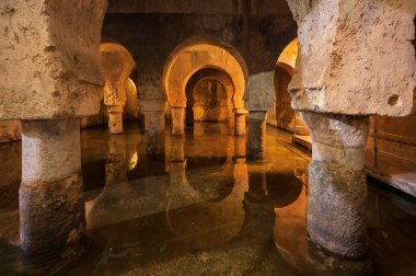 Caceres, Spain - March 4, 2022: Arab cistern in Caceres, Extremadura, built during the Medieval Muslims Rule in Spain. 