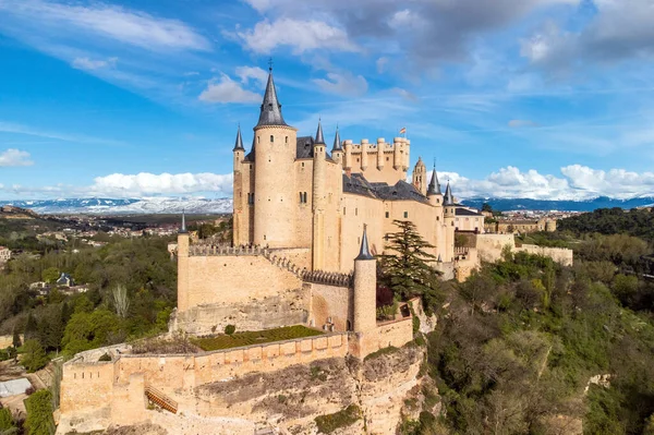 Aerial View Segovia Alcazar Famous Landmark Segovia Spain High Quality — Stok fotoğraf