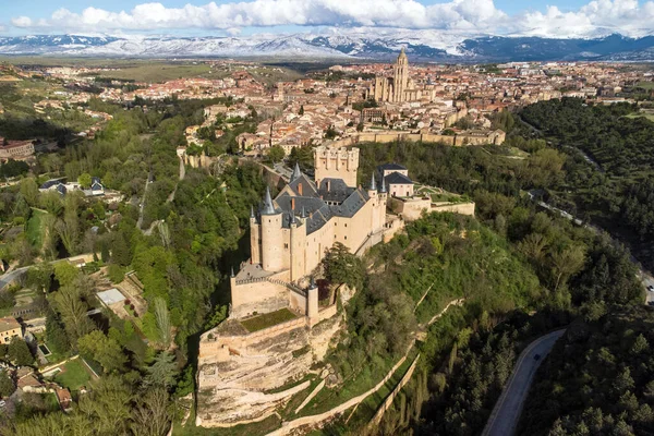 Aerial View Segovia Alcazar Famous Landmark Segovia Spain High Quality — Stockfoto