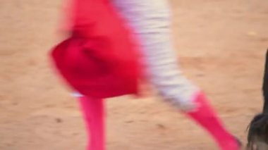 Bullfight in Spain. Spanish bullfighter in the bullfighting arena. High quality 4k footage