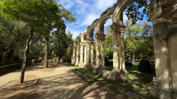 Bågar Castilfale Parken Burgos Romantisk Trädgård Burgos Kastilien Och Leon — Stockvideo