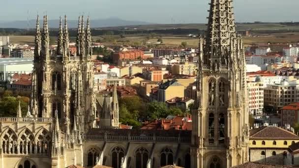 Närbild Berömda Burgos Katedral Kastilien Och Leon Spanien Högkvalitativ Film — Stockvideo