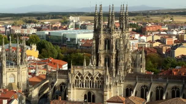 Närbild Berömda Burgos Katedral Kastilien Och Leon Spanien Högkvalitativ Film — Stockvideo