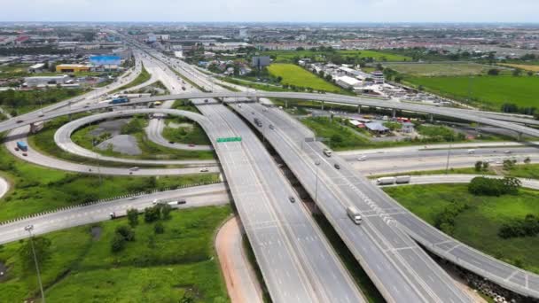 Beautiful Aerial View Car Traffic Transportation Multi Level Highway Thailand — Stockvideo