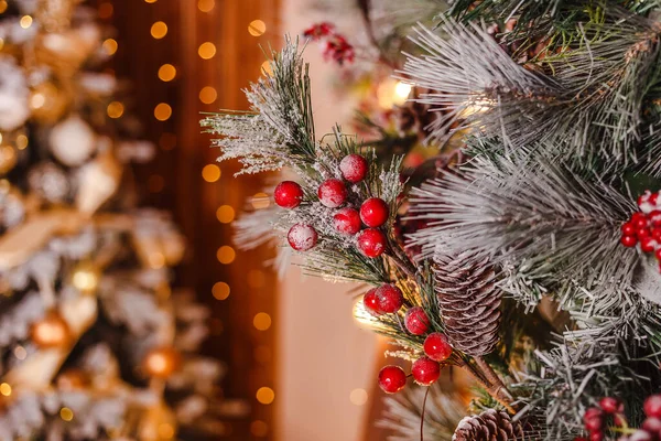 Bagas Rowan Artificiais Fecham Decoração Natal — Fotografia de Stock