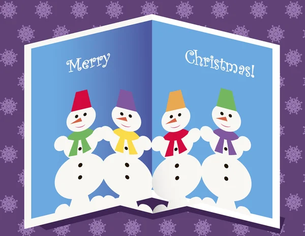Cartão de Natal com bonecos de neve — Vetor de Stock