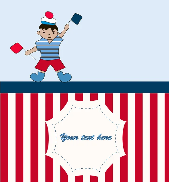 Young sailor with flags — Stock Vector