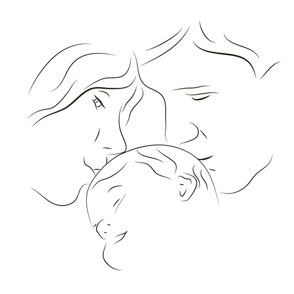 Parents avec un bébé — Image vectorielle