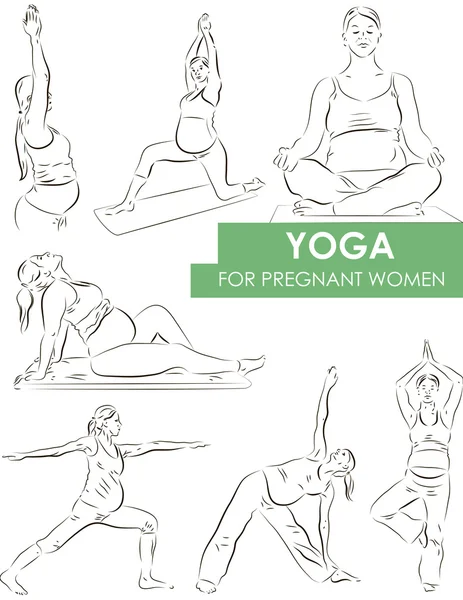 Yoga for pregnant — Stock Vector