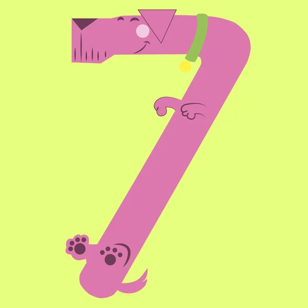 Un cane fa il numero sette. — Vettoriale Stock